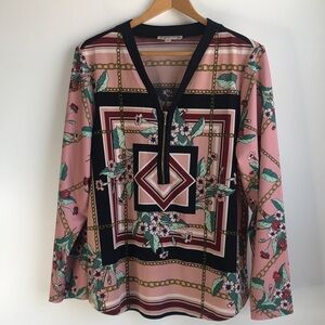 Nanette Lepore floral zippered tunic blouse